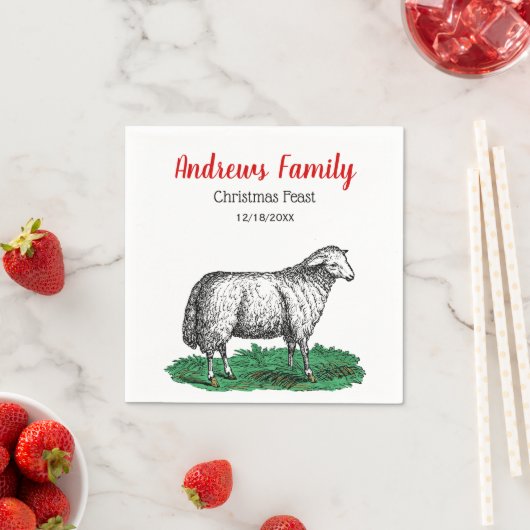  schapen Ooien landbouwhuisdieren die C-mas tekene Servet (Insitu)