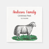  schapen Ooien landbouwhuisdieren die C-mas tekene Servet (Voorkant)