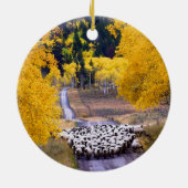 Schapen op Country Road Keramisch Ornament (Achterkant)