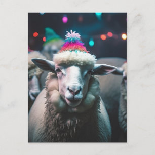 Schapen op een Grappig Kleurrijk Verjaardagsfeest Briefkaart