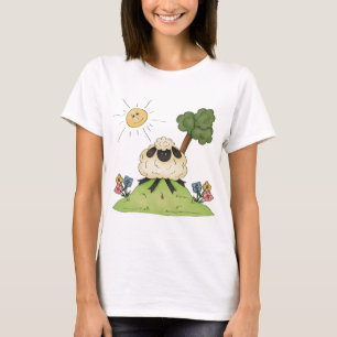 Schapen op een heuvelvrouw t-shirt
