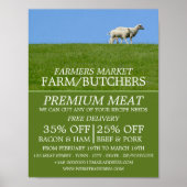 Schapen op gras, boer en slager Adverteren Poster (Voorkant)