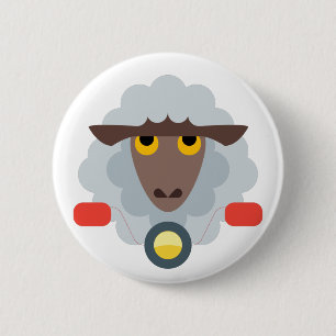 Schapen op motorfiets ronde button 5,7 cm