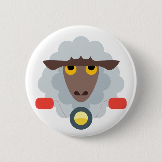 Schapen op motorfiets ronde button 5,7 cm (Voorkant)