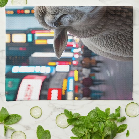 Schapen op Times Square Theedoek (Gevouwen)