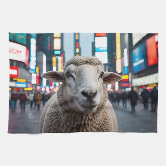 Schapen op Times Square Theedoek (Horizontaal)
