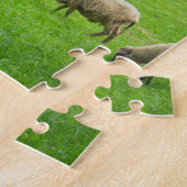 Schapen op weide onder de berg legpuzzel (Zijkant)