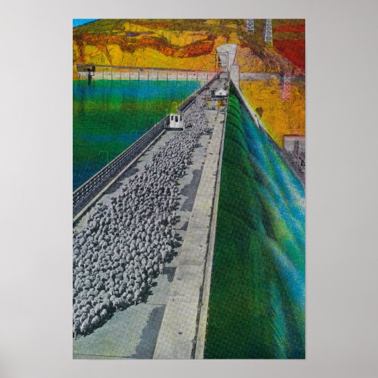 Schapen over Grand Coulee Dam Poster (Voorkant)