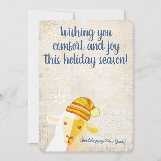 Schapen pet breien haakwerk ambachten kerstkaart (Achterkant)