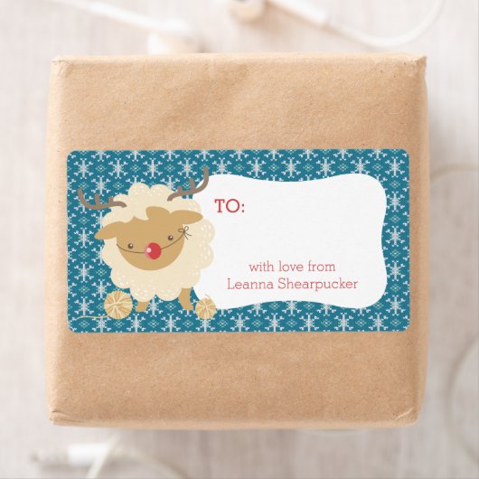 Schapen rendieren gewei breien haakwerk Kerstmis Etiket (Insitu)