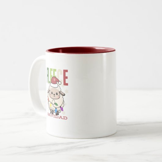 Schapen Schattige Fleece Navidad Christmas Pun Mok (Voorkant links)