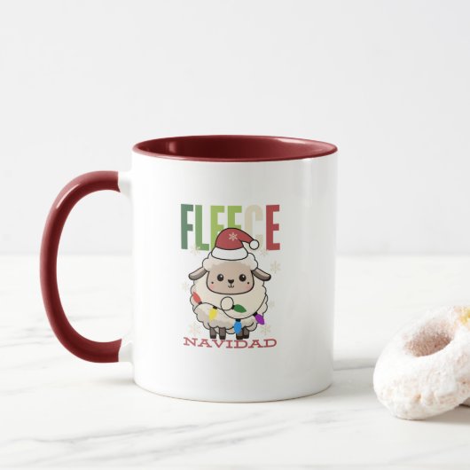 Schapen Schattige Fleece Navidad Christmas Pun Mok (Met donut)