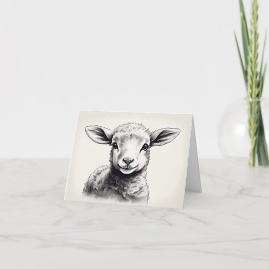 Schapen Schets Pasen Kaart (Voorkant)