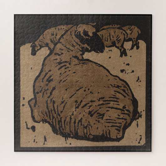 Schapen - Square Animals Illustratie Jigzaag Puzzl Legpuzzel (Horizontaal)