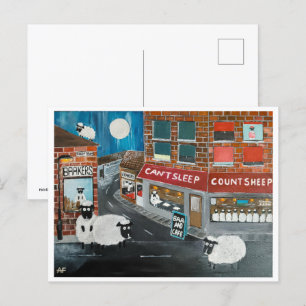 Schapen stad schilderij van Alfred Fox Collectable Briefkaart