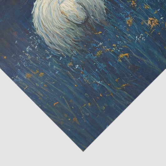 Schapen Sterrennacht olieverfschilderij Decoupage Tissuepapier (Detail)