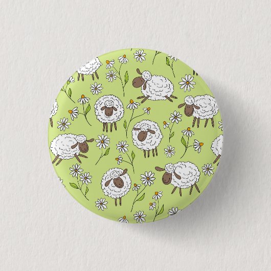 Schapen tellen op honingdauw groen ronde button 3,2 cm (Voorkant)