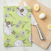 Schapen tellen op honingdauw groen theedoek (Quarter Fold)