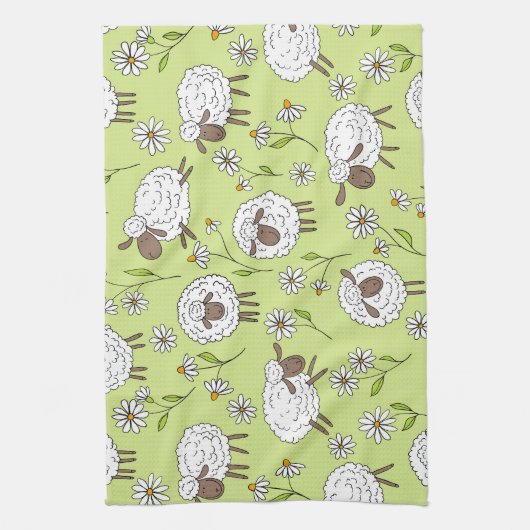 Schapen tellen op honingdauw groen theedoek (Verticaal)