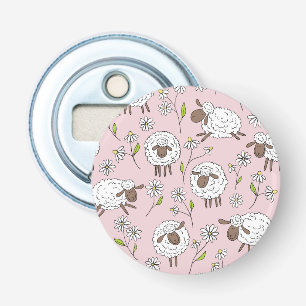 Schapen tellen op katoenen snoep roze button flesopener
