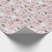 Schapen tellen op katoenen snoep roze cadeaupapier (Hoek)