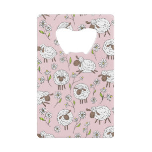 Schapen tellen op katoenen snoep roze creditkaart flessenopener