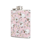 Schapen tellen op katoenen snoep roze heupfles (Links)