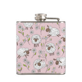 Schapen tellen op katoenen snoep roze heupfles (Achterkant)