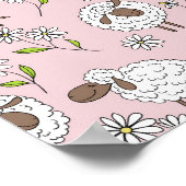 Schapen tellen op katoenen snoep roze poster (Hoek)