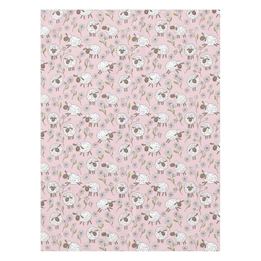 Schapen tellen op katoenen snoep roze tafelkleed (Voorkant)