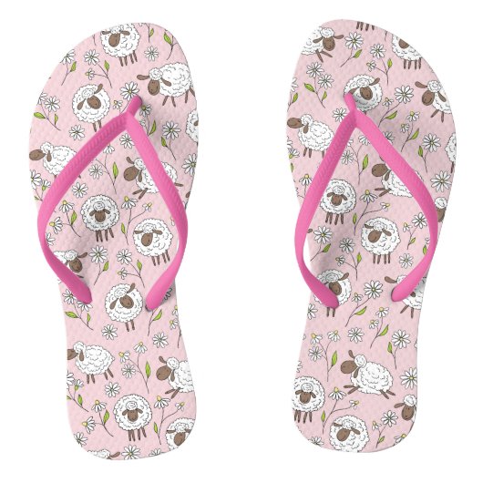 Schapen tellen op katoenen snoep roze teenslippers (Voetbed)