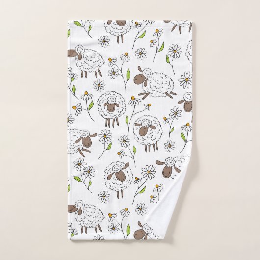 Schapen tellen op wit bad handdoek (Handdoek)