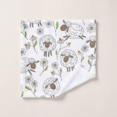 Schapen tellen op wit bad handdoek (Wasdoekje)