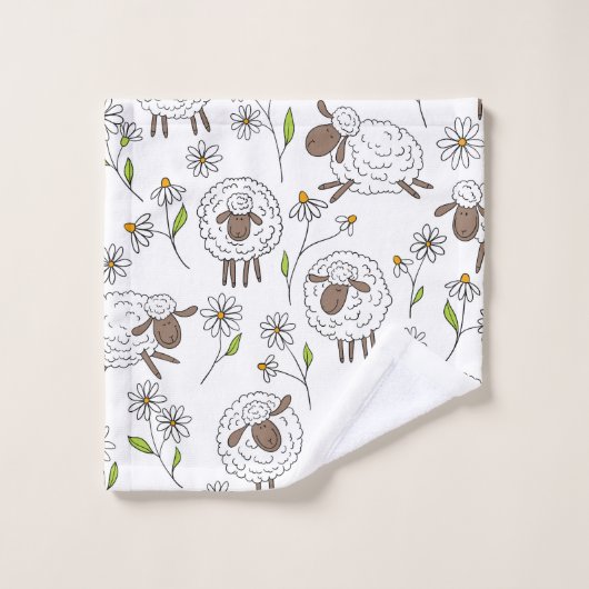 Schapen tellen op wit bad handdoek (Wasdoekje)