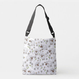 Schapen tellen op wit crossbody tas