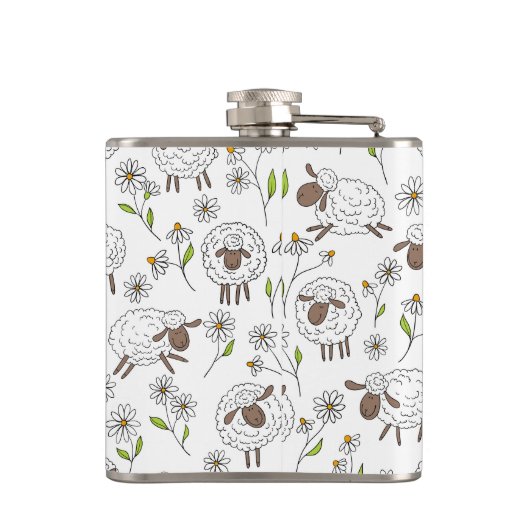 Schapen tellen op wit heupfles (Achterkant)