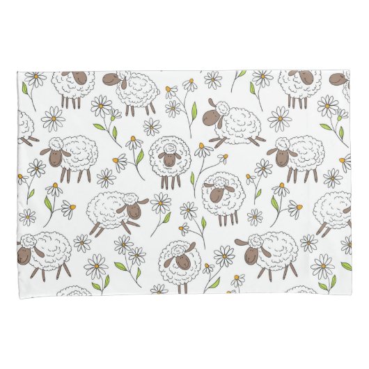 Schapen tellen op wit kussensloop (Voorkant-Rechts)