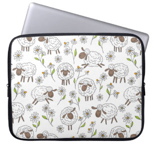 Schapen tellen op wit laptop sleeve