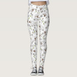 Schapen tellen op wit leggings<br><div class="desc">Handgeschilderde schattige doodle schapen en madeliefjes</div>