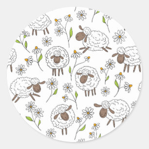 Schapen tellen op wit ronde sticker