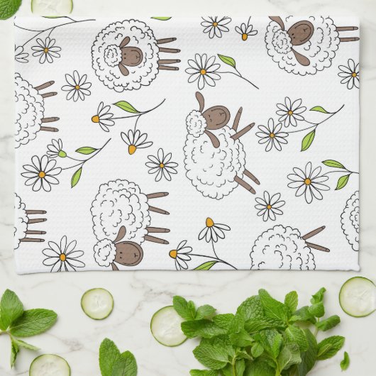 Schapen tellen op wit theedoek (Gevouwen)