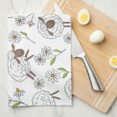 Schapen tellen op wit theedoek (Quarter Fold)