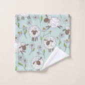 Schapen tellen op zee glasblauw bad handdoek (Wasdoekje)