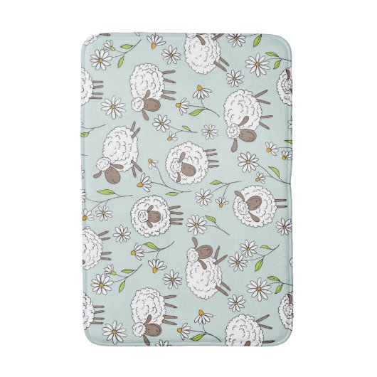 Schapen tellen op zee glasblauw badmat (Voorkant Verticaal)