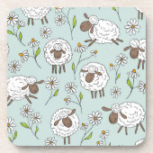 Schapen tellen op zee glasblauw bier onderzetter (Voorkant)