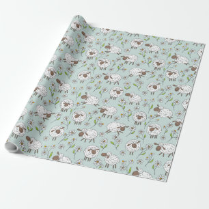 Schapen tellen op zee glasblauw cadeaupapier