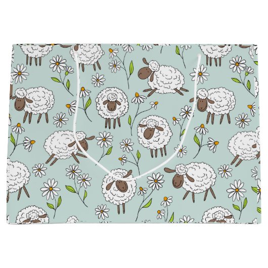 Schapen tellen op zee glasblauw groot cadeauzakje (Voorkant)