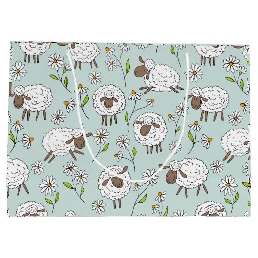 Schapen tellen op zee glasblauw groot cadeauzakje (Achterkant)