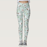 Schapen tellen op zee glasblauw leggings<br><div class="desc">Handgeschilderde schattige doodle schapen en madeliefjes</div>