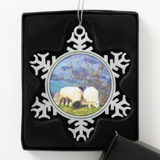 SCHAPEN TIN SNEEUWVLOK ORNAMENT (Kistje)